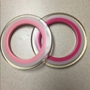 Pair of Pink Flying Saucer Lucite Bracelets